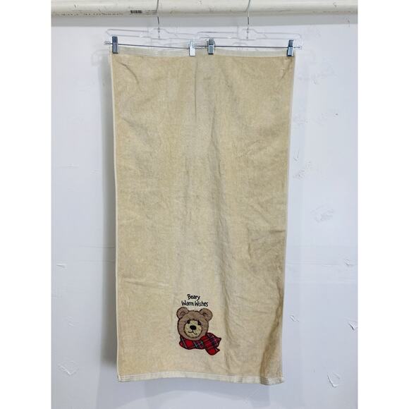 Vintage Christmas Body Towels Set 3 Teddy Bear Tartan Beary Warm Wishes Bathwork - Picture 4 of 15